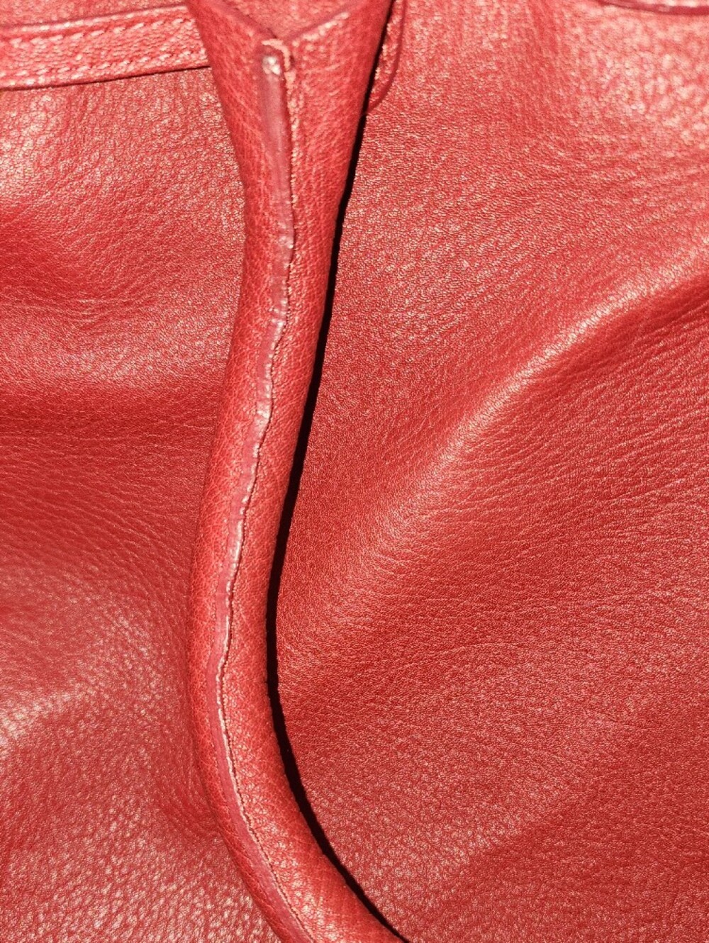 Jimmy Choo Red Pebbled Leather Satchel with Gold Hardware and Bow Accent - Picture 5 of 11